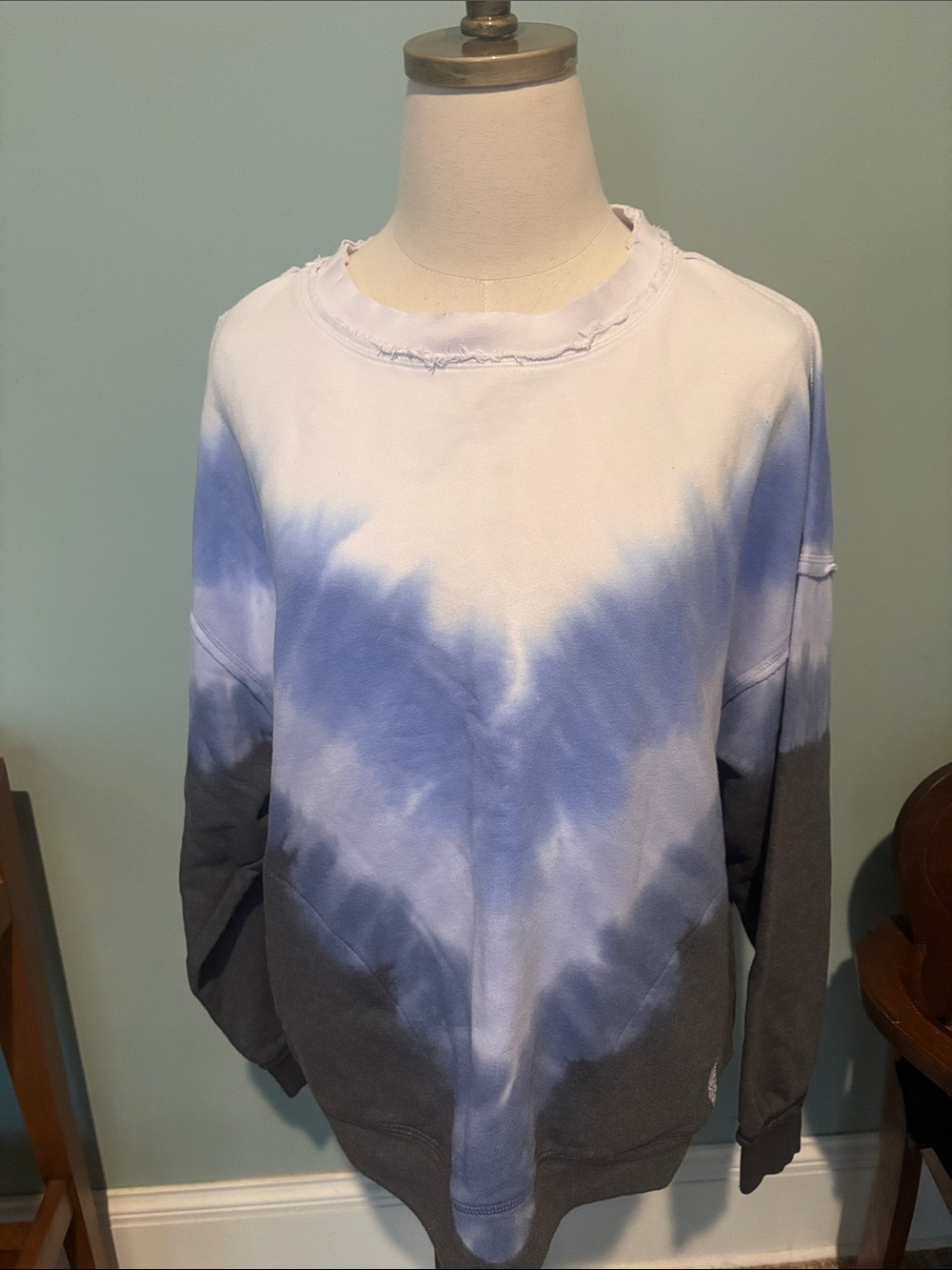FP Movement by Free People Blue & Gray Tie-Dye Crewneck Sweatshirt